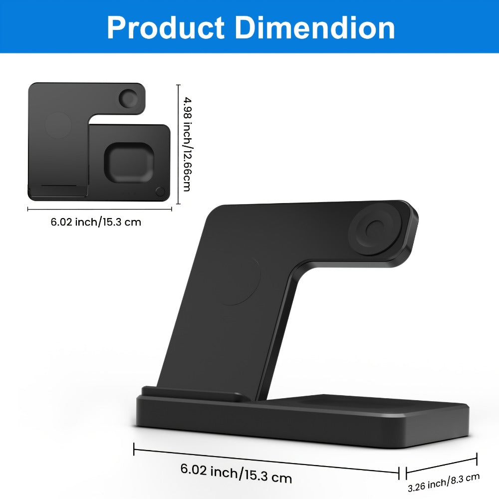 Wireless Charging Station, MagSafe-Compatible 3-in-1 15W Stand in Sky Blue, White, Pink or Black