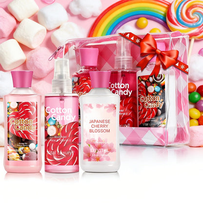 Three-Piece Vanilla Heaven Bath Set with 3 oz Shower Gel, Body Lotion, Body Mist and Clear Pouch