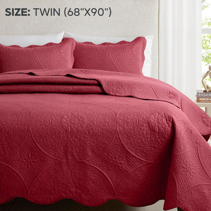 Quilted Bedspread Set 3 Piece – Soft Floral Coverlet with Pillow Shams, Lightweight Breathable Quilt for Bedroom & Guest Room, All Season Bed Cover
