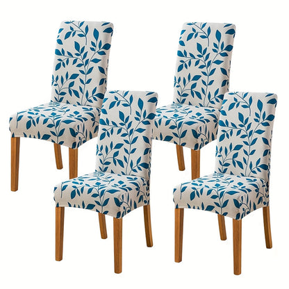 Printed Stretch Dining Chair Covers in Ten Patterns with Four- or Six-Piece Set Checkouts for Parsons Chairs