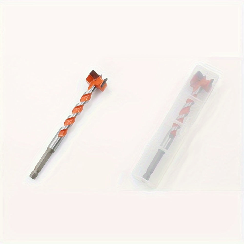 Five-Piece Extended Auger Drill Bit Set with 15-25mm Cutting Heads and Hex Shanks for Wood or Plastic
