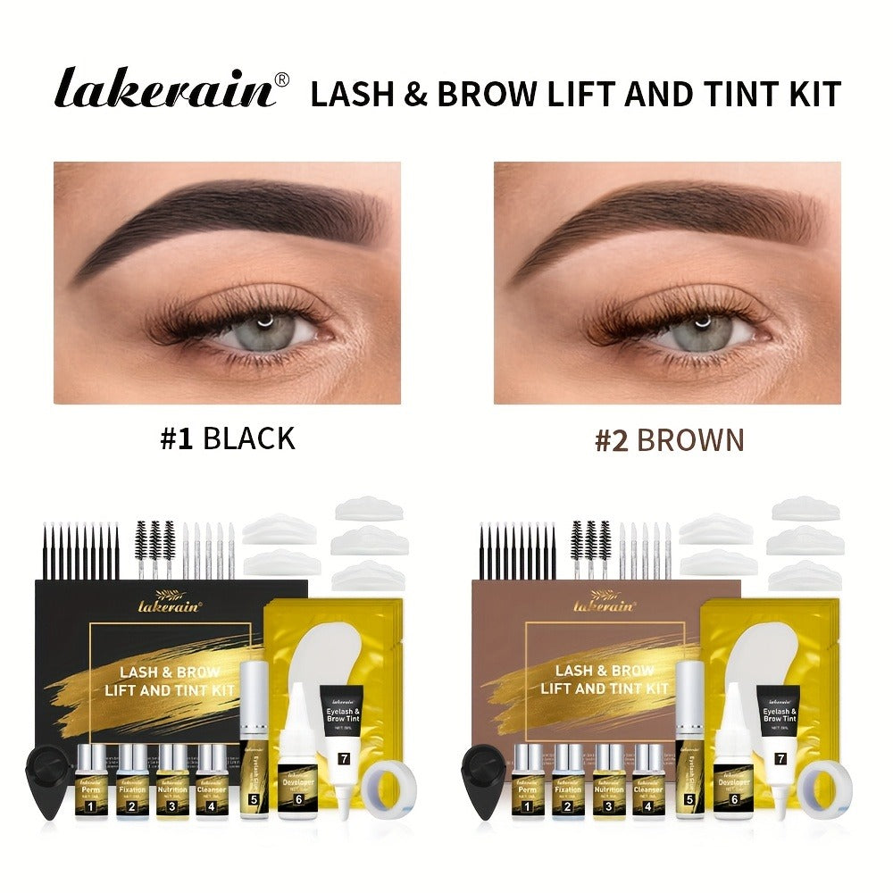 Lash Lift Kit & Brow Lamination Tint Set — 2-in-1 Eyelash Perm & Eyebrow Lamination with Black Brown Tint Dye, 4-6 Week Long-Lasting Results, DIY Home or Salon Use, Complete Beauty Kit for Women