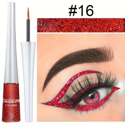 Glitter Liquid Eyeliner Set 16 Colors water-resistant Shimmer Metallic Eye Liner Pen Kit – extended-wear Smudge-Proof Sparkle Eye Makeup