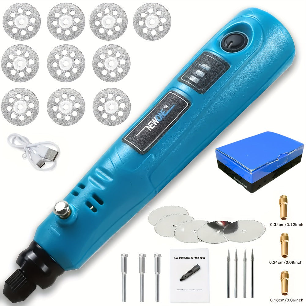 Cordless Rotary Tool Kit 3.6V USB Charging – Sanding Polishing Drilling Engraving Multi-Purpose Power Tool for Home Workshop Hobbyists 25/53/86 Pcs