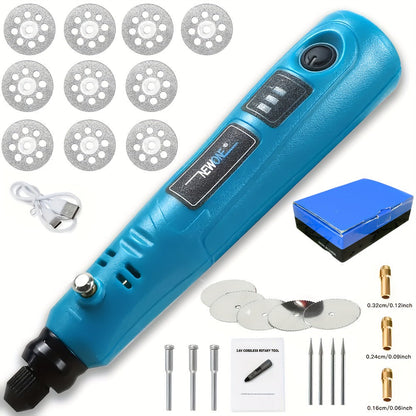 Cordless Rotary Tool Kit 3.6V USB Charging – Sanding Polishing Drilling Engraving Multi-Purpose Power Tool for Home Workshop Hobbyists 25/53/86 Pcs