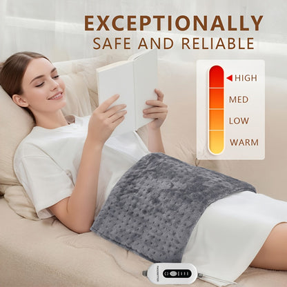Heating Pad for Back & Neck Pain Relief – Ultra Soft Flannel, Fast Heating, Dry & Moist Heat, Auto Shut-Off, Machine Washable (Small 12x15in / Standard 12x24in / Large 17x33in)