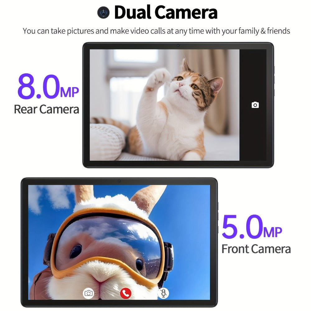 VASOUN 10.1-Inch Android 14 Tablet with 12GB Memory, 128GB Storage, Dual SIM Slots and Protective Case