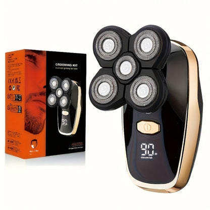 Palm-Size Multi-Rotary Electric Shaver with Display in 5D, 7D and Type A Checkout Styles Pictured