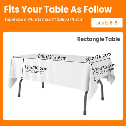 Disposable Plastic Tablecloths 18/36 Pack 54x108 Inch – Leakproof Sturdy White Table Cover for Party Picnic Wedding Birthday Banquet Outdoor Event Decorative Table Cloth Bulk Pack