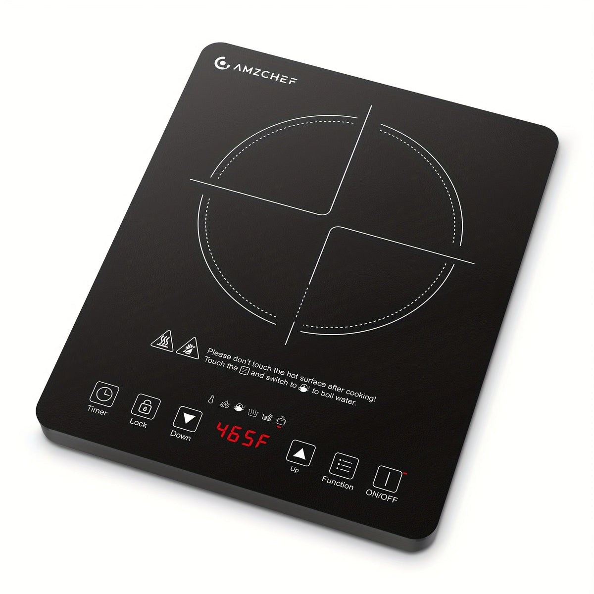 Induction Cooktop 1800W Single Burner Countertop Induction Cooker with Touch Control Timer for Home Cooking, Dining and Outdoor Meals