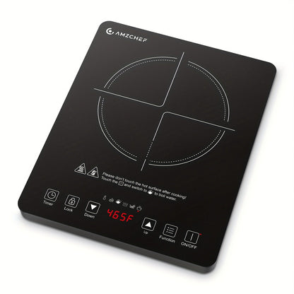 Induction Cooktop 1800W Single Burner Countertop Induction Cooker with Touch Control Timer for Home Cooking, Dining and Outdoor Meals