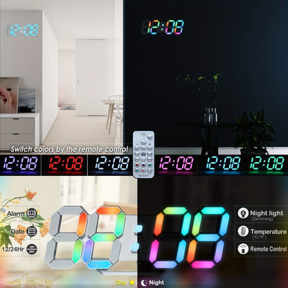 9.7-Inch RGB LED Wall and Desk Clock with Remote, Alarm, Date, Temperature and USB Power Cable