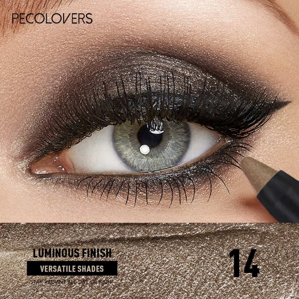 Shimmer Glitter Eyeshadow Stick Set 6 Pcs Dual-Tipped Eye Pencil with Blending Brush Creamy Pigmented Eye Contouring Highlighting Kit Multicolor Shades for Women Beginner Pro Gift