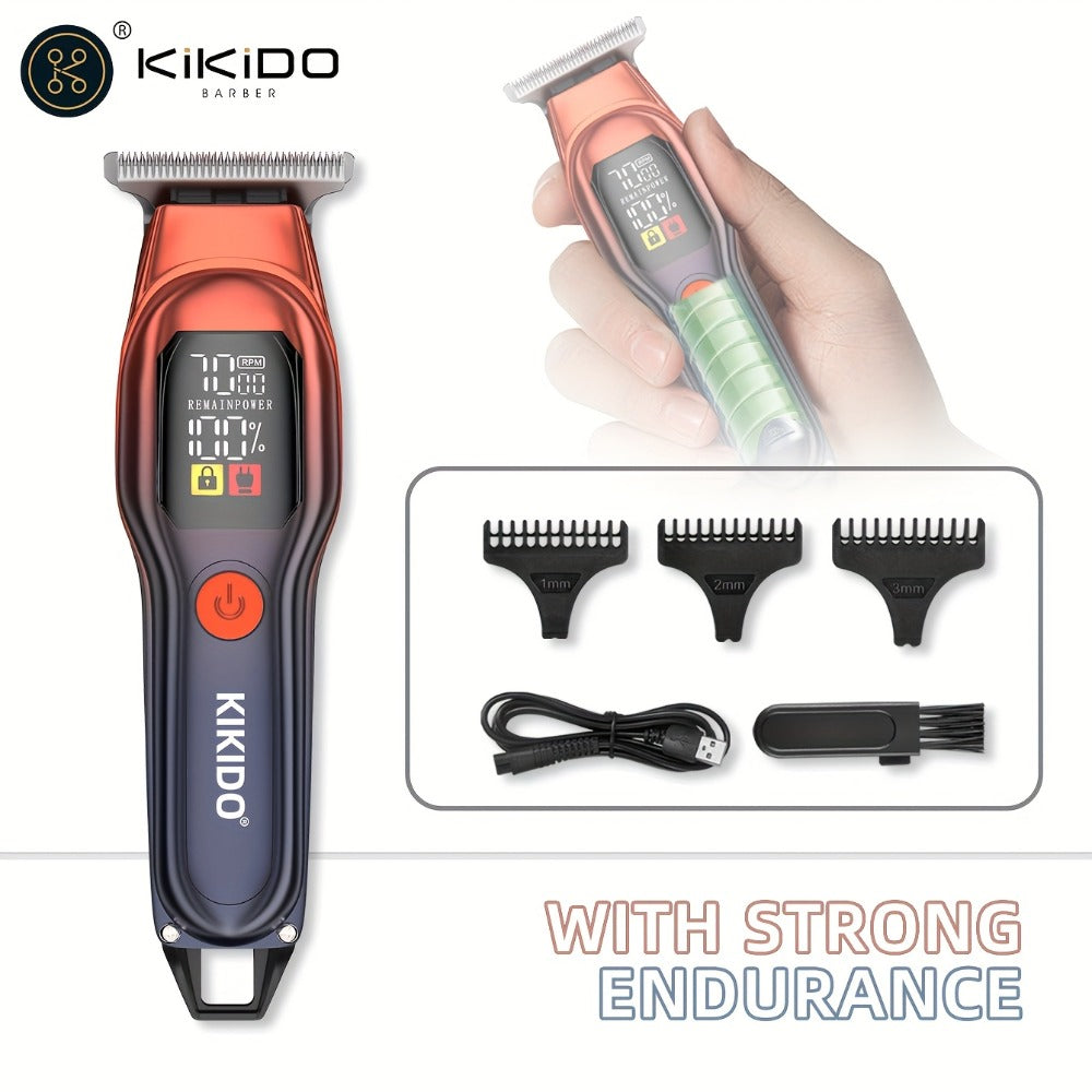 Hair Clippers & Trimmers KIKIDO KK-A2 T-Blade Model with LCD Display, USB Charging and Three Guide Combs