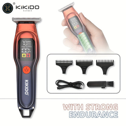 Hair Clippers & Trimmers KIKIDO KK-A2 T-Blade Model with LCD Display, USB Charging and Three Guide Combs