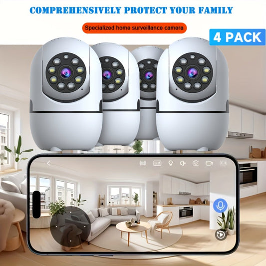 Indoor Security Camera 4 Pack Alexa Compatible 355 Pan Tilt Night Vision Motion Detection Two-Way Talk Baby Pet Monitor Dual Band 2.4G 5GHz WiFi Cloud 256GB SD Card