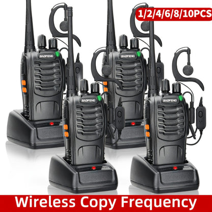 Baofeng Long Range Walkie Talkies for Adults with Earpieces 16 Channel Rechargeable Two Way Radio VOX Flashlight for Camping Hiking Skiing Cruise Family Adventure Available in 1 2 4 6 8 10 Pack