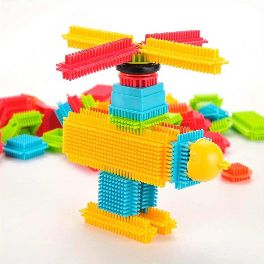 Hedgehog Bristle Blocks for Toddlers 150PCS – Soft Interlocking Brush Building Set, Sensory STEM Learning Toy for Kids Ages 2 3 4 5, Creative Open-Ended Educational Gift for Boys & Girls, Birthday Christmas Holiday