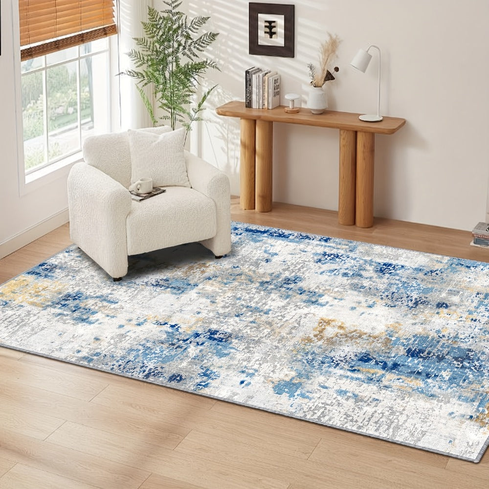 Moroccan and Boho Low-Pile Area Rug in Four Patterns with 59 x 82.6-Inch to 106.2 x 141.7-Inch Sizes