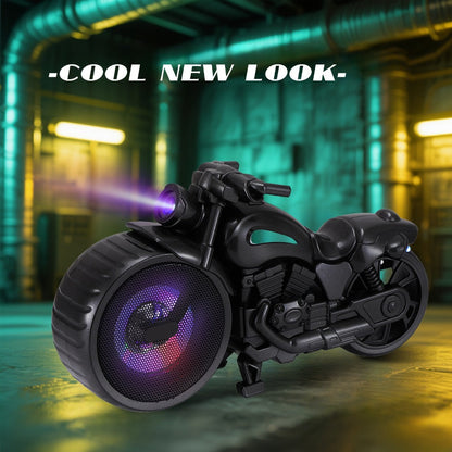 Retro Motorcycle Bluetooth Speaker Portable Wireless Stereo with RGB Flashing Lights, FM Radio, USB & TF Card Support, AUX Input, Rechargeable Battery for Home, Outdoor & Car Audio Upgrade