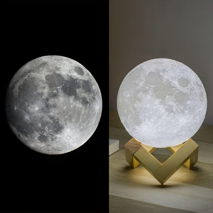 6.1-Inch Moon Lamp with 16-Color LED Lighting, Remote Control, USB Lead and Wooden Display Stand