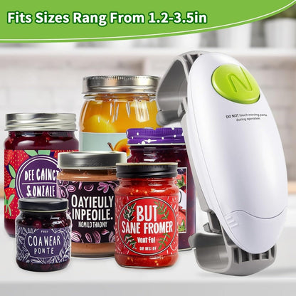 RoboTwist-Style Battery Jar Opener with One-Touch Control, Adjustable Jaws and Two Button Colors