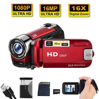 270° Flip Screen Digital Camera 1080P Full HD – LED Fill Light, 16X Zoom, 2.7" Display, Wide Angle Lens, One-Touch Phone Upload, Selfie Vlogging Camera for Outdoor Photography & Travel