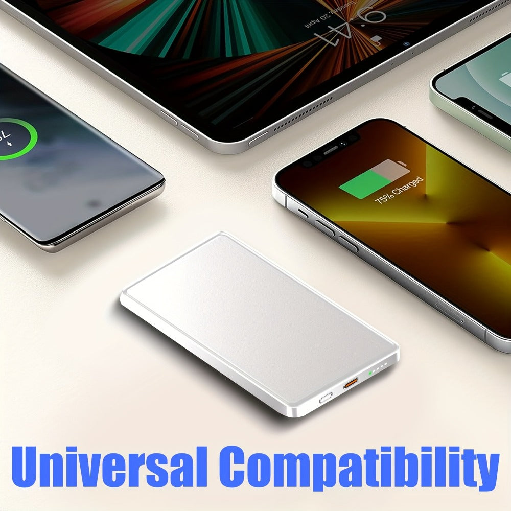 19W Fast Wireless Charging Power Bank 5000mAh Magnetic – High-Speed Mobile Charger with MagSafe-Compatible Snap-On Design, Slim Portable Battery Pack for iPhone 16 15 14 13 12 & Android Devices