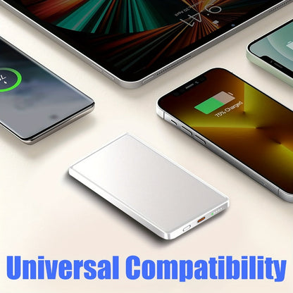 19W Fast Wireless Charging Power Bank 5000mAh Magnetic – High-Speed Mobile Charger with MagSafe-Compatible Snap-On Design, Slim Portable Battery Pack for iPhone 16 15 14 13 12 & Android Devices