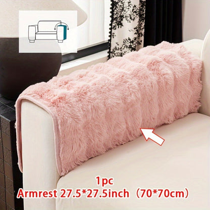 Sofa Cover Thick Faux Rabbit Plush Panels with Anti-Slip Feature for Seat, Armrest, Backrest or Pillowcase