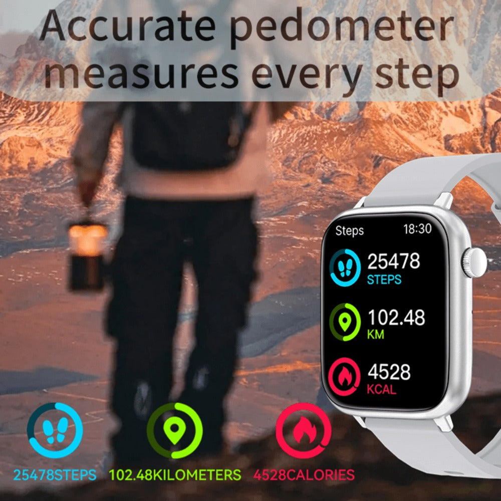 IP68 Waterproof Swimming Smartwatch Bluetooth Calling HD Display Music Control Sleep Health Monitor Long Battery Multi-Sport Modes iOS Android Compatible – Jet Black Blush Pink Silver Round