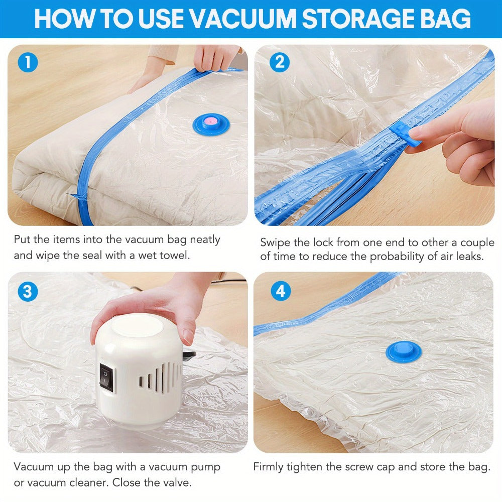 Clear Blue Vacuum Storage Bag Set with Pictured Electric Pump, 16-Piece Checkout Pack and Travel Cases