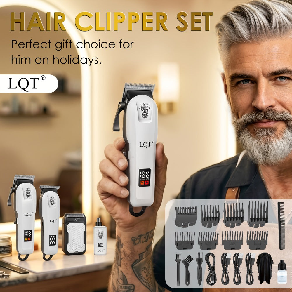 Electric Hair Clipper Set for Men - Professional Cordless Hair Trimmer Kit with Hairdressing Tools, Portable Shaver, Home Barber Set, Gift for Him
