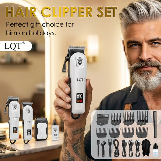 Electric Hair Clipper Set for Men - Professional Cordless Hair Trimmer Kit with Hairdressing Tools, Portable Shaver, Home Barber Set, Gift for Him