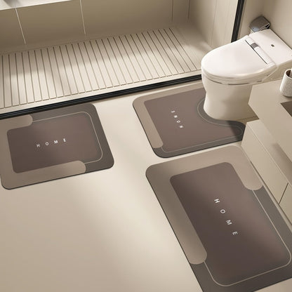 Three-Piece Polyester Bath Mat Set with Rectangular and Contour Rugs in Black Gray, Light Blue or Light Grey