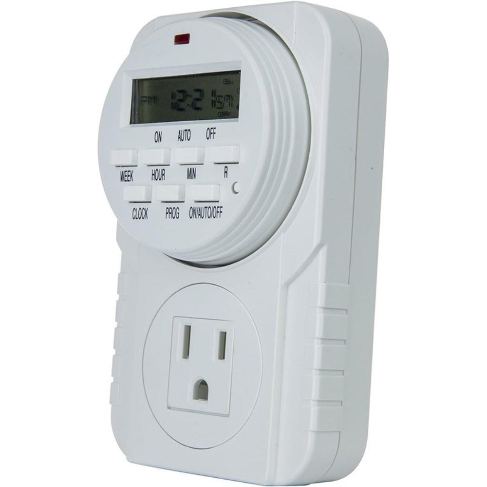 7-Day Heavy Duty Digital Programmable Timer with Dual Outlet - 24 Hour Indoor Electric Timer for Hydroponics, Lamp, Light, Fan, 120V 60Hz, Two Outlet Weekly Scheduling Timer Switch