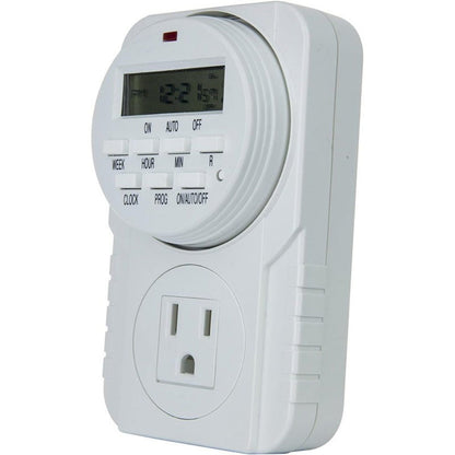 7-Day Heavy Duty Digital Programmable Timer with Dual Outlet - 24 Hour Indoor Electric Timer for Hydroponics, Lamp, Light, Fan, 120V 60Hz, Two Outlet Weekly Scheduling Timer Switch