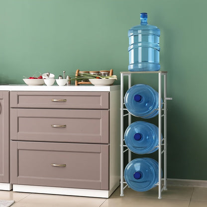 5-Gallon Water Jug Holder 3-Tier, Water Bottle Rack Organizer with Top Shelf & Adjustable Legs for Kitchen