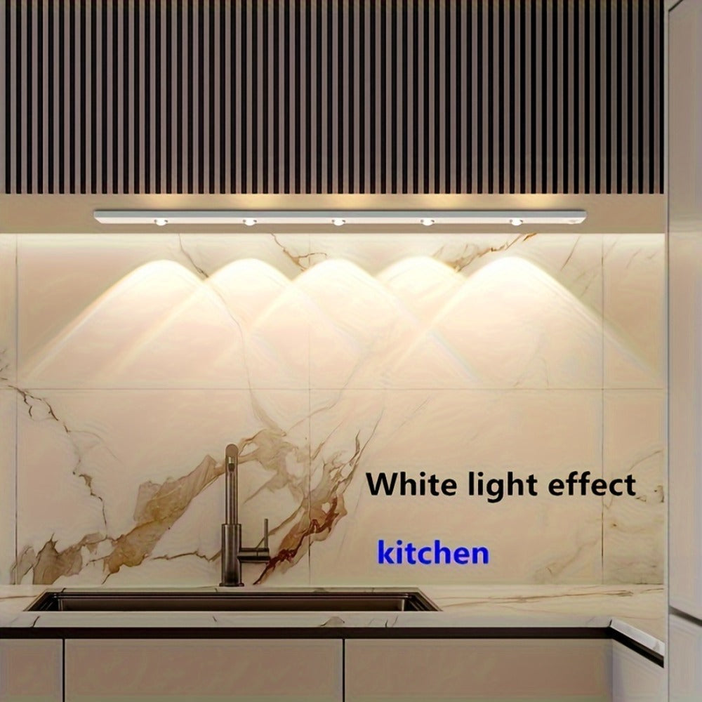 LED Strip Light Motion Sensor Bar with USB Rechargeable Power, Three White Tones, 20–50cm Sizes and One or Two Packs