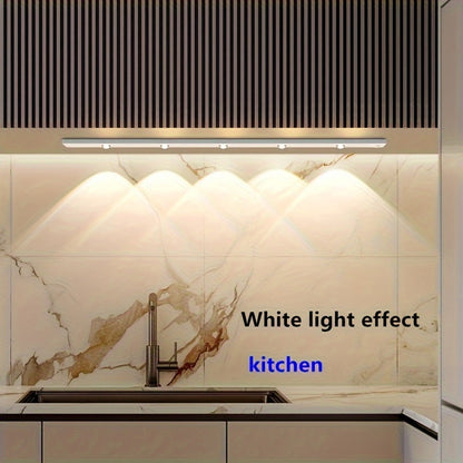 LED Strip Light Motion Sensor Bar with USB Rechargeable Power, Three White Tones, 20–50cm Sizes and One or Two Packs