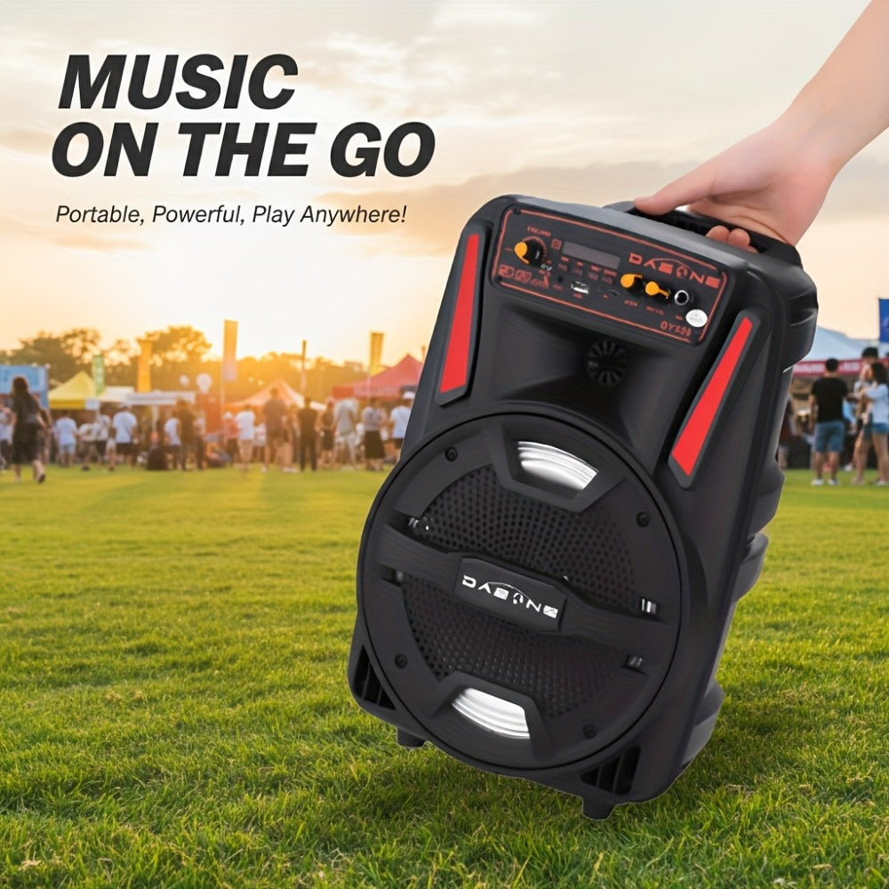 1000W Portable Party Speaker with 8-Inch Woofer & Wired Microphone, Deep Bass 2.1 Surround Sound, 8-Hour Battery, Bluetooth USB SD FM AUX, Wireless Speaker for DJ Karaoke Home Gatherings Outdoor Events