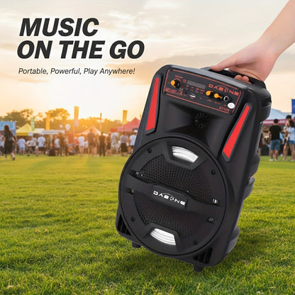 1000W Portable Party Speaker with 8-Inch Woofer & Wired Microphone, Deep Bass 2.1 Surround Sound, 8-Hour Battery, Bluetooth USB SD FM AUX, Wireless Speaker for DJ Karaoke Home Gatherings Outdoor Events