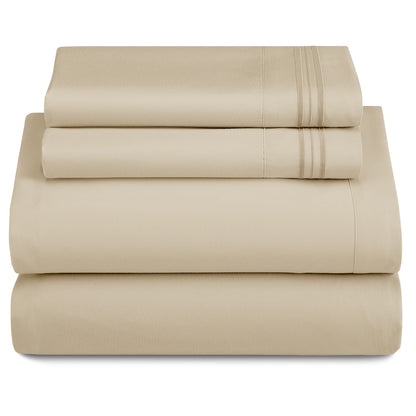 Bed Sheet Set 1800-Series Microfiber with Six Fitted-Sheet Sizes and Twenty Solid Color Choices