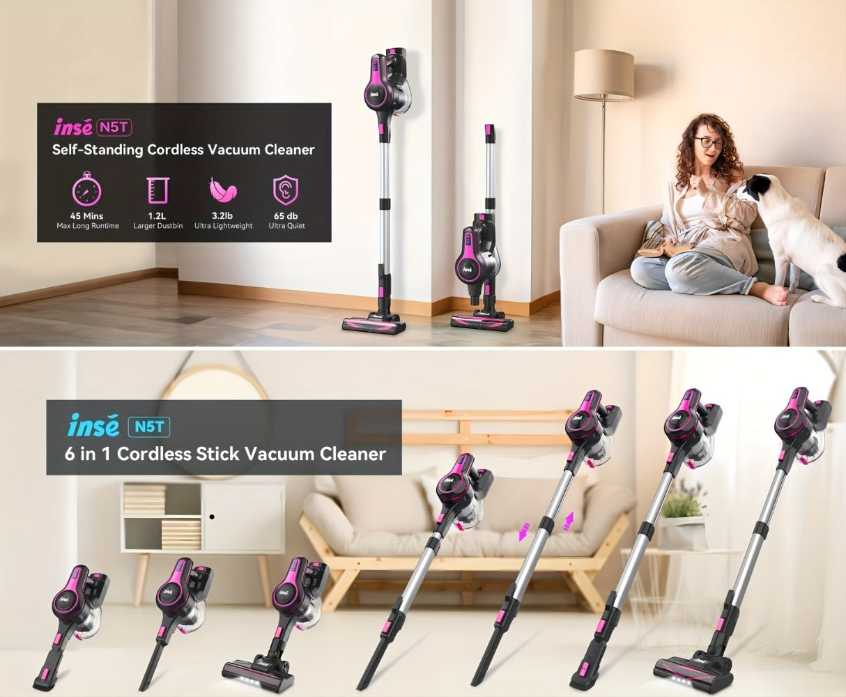 Stick and Handheld Vacuum Cleaner with LED Floor Head, Six Cordless Colors or Black Wired Model