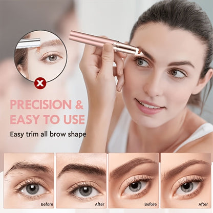 Two-Piece Rechargeable Eyebrow Trimmer Set in Pink, White or Three Colorful Finish Options for Facial Grooming