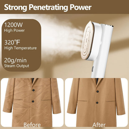Handheld 1200W Steam Iron with 90-Degree Rotating Head in White or Aurora Purple, Plus Pictured Accessories