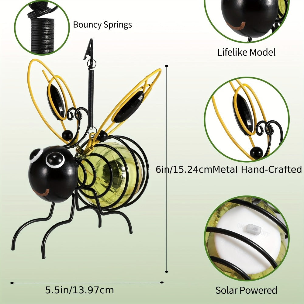 Solar Hanging Bee & Ladybug Lights Set of 3, Metal Decorative Solar Garden Lights, Outdoor Hanging Decor for Balcony