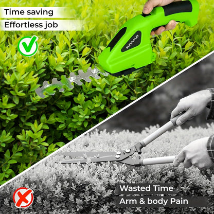 Cordless Hedge Trimmer 2-in-1 | USB-C Rechargeable Electric Grass Shear with Interchangeable Blades | Lightweight Lawn Edger for Shrubs Bushes Balcony Garden