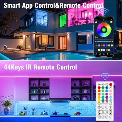 Color Changing LED Strip Lights App & Remote Control - Music Sync Smart RGB Lights 16 Million Colors for Home, Desk and Accent Lighting