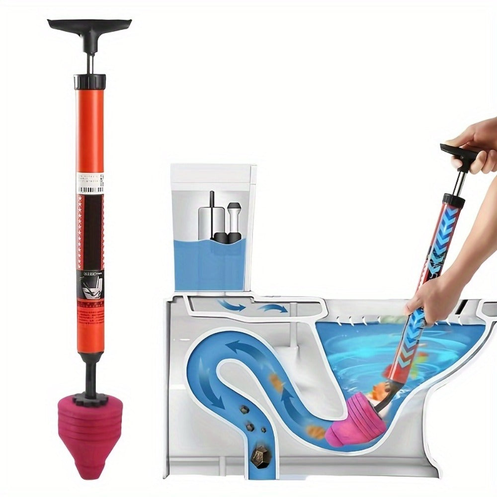 Toilet Plunger, Air Pressure Drain Cleaner, Pipe Unclogger Handle, Suction Cup Clog Remover for Toilet Sink Shower Bathtub
